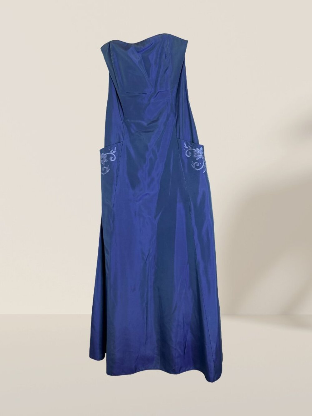 Scott McClintock Royal Blue Floral Embroidered Formal Gown Size 10 | Long Prom